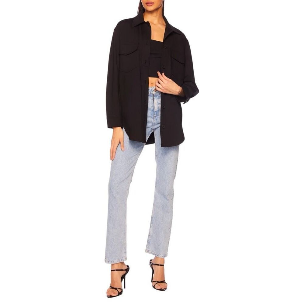 NEW Susana Monaco‎ Onyx Knit Shirt Pocket Jack Shacket Small